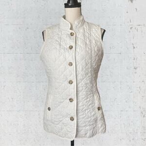 J. Jill Women’s Quilted Puffer Vest Size S Ivory Equestrian Old Money Classic